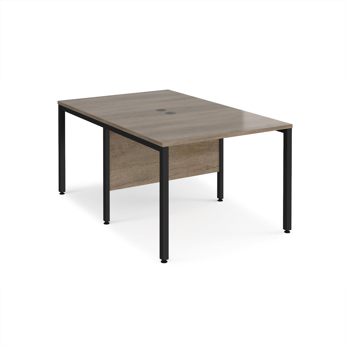 Maestro 25 back to back straight desks 1000mm x 1600mm - black bench leg frame, Nebraska Oak Top - view 1