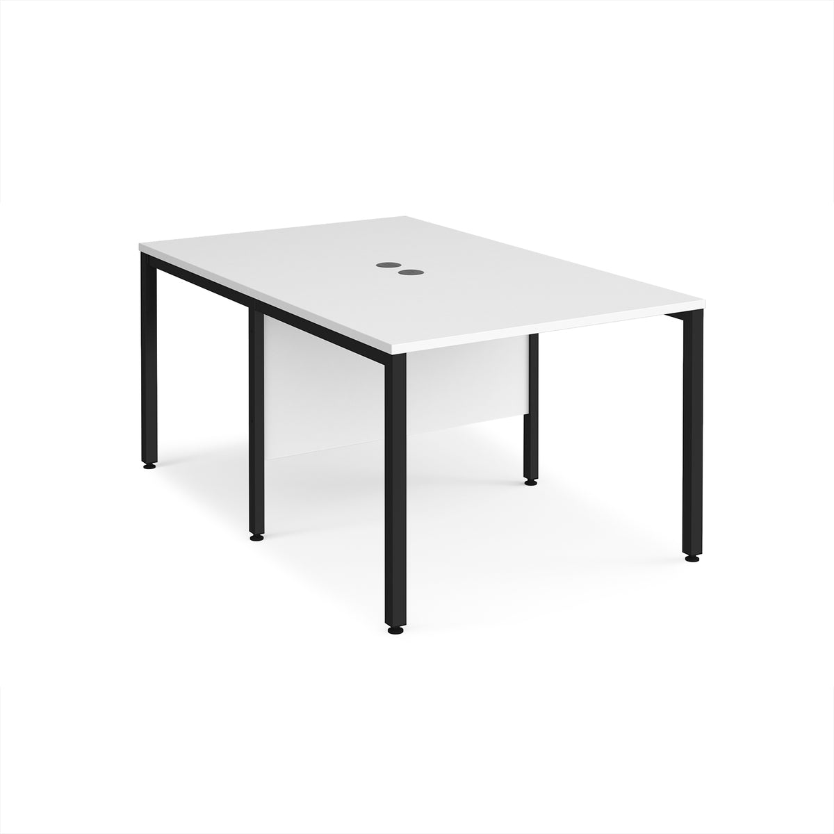 Maestro 25 back to back straight desks 1000mm x 1600mm - black bench leg frame, White Top - view 1