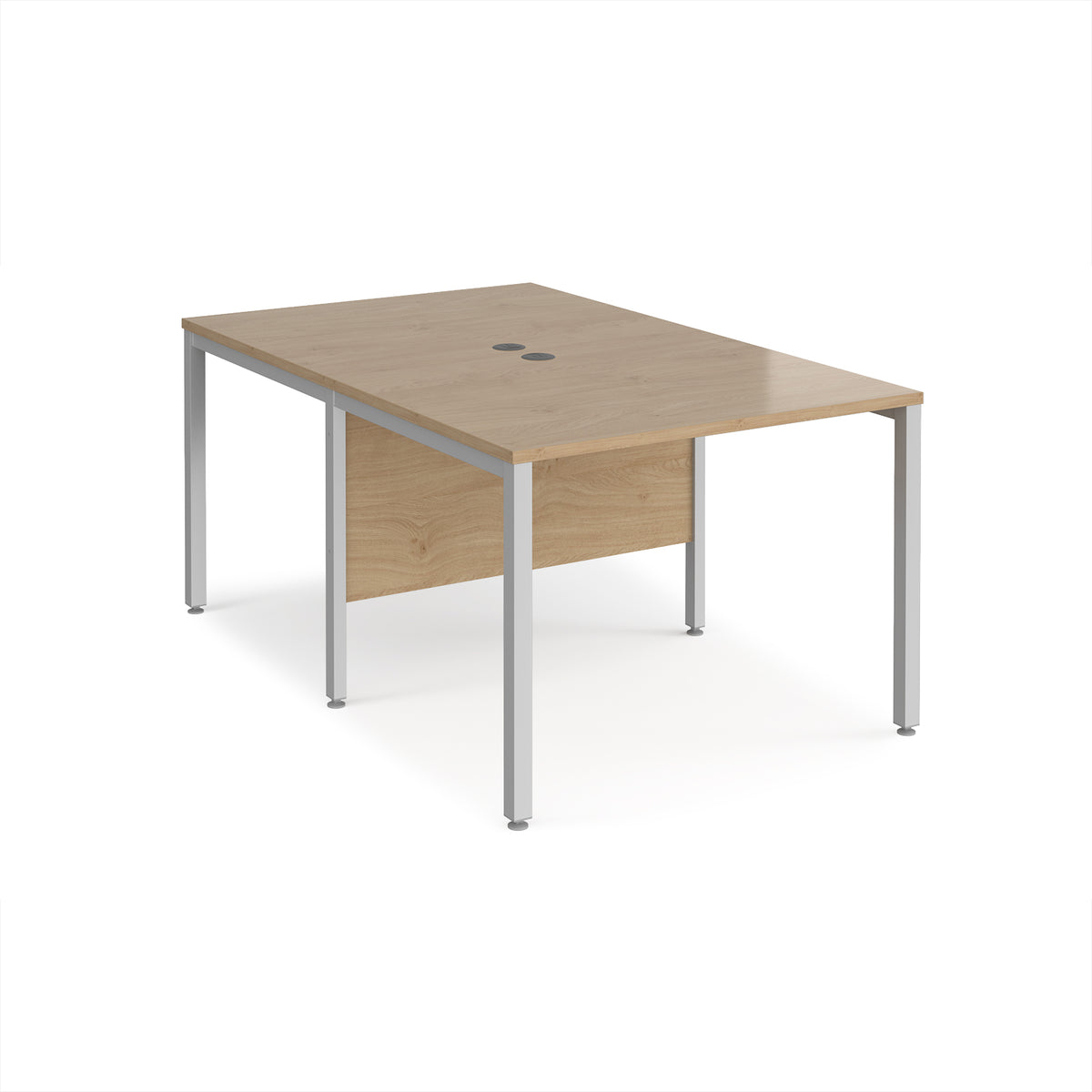 Maestro 25 back to back straight desks 1000mm x 1600mm - silver bench leg frame, Kendal Oak Top - view 1