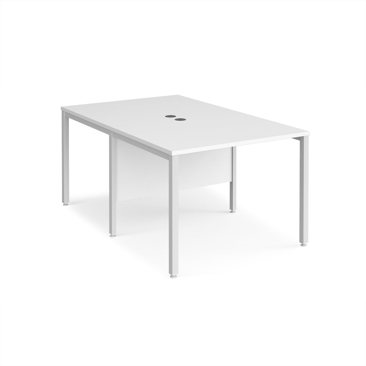 Maestro 25 back to back straight desks 1000mm x 1600mm - white bench leg frame, White Top - view 1