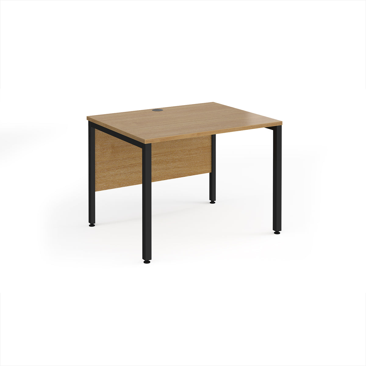 Maestro 25 straight desk 1000mm x 800mm - black bench leg frame, Oak Top - view 1