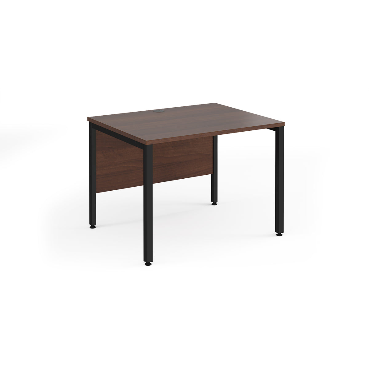 Maestro 25 straight desk 1000mm x 800mm - black bench leg frame, Walnut top - view 1