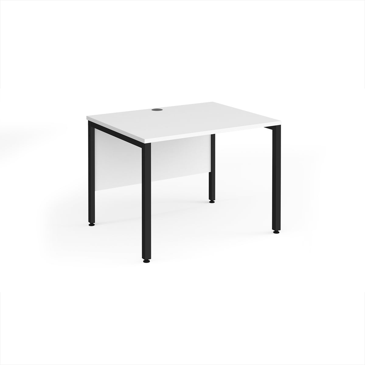 Maestro 25 straight desk 1000mm x 800mm - black bench leg frame, White Top - view 1