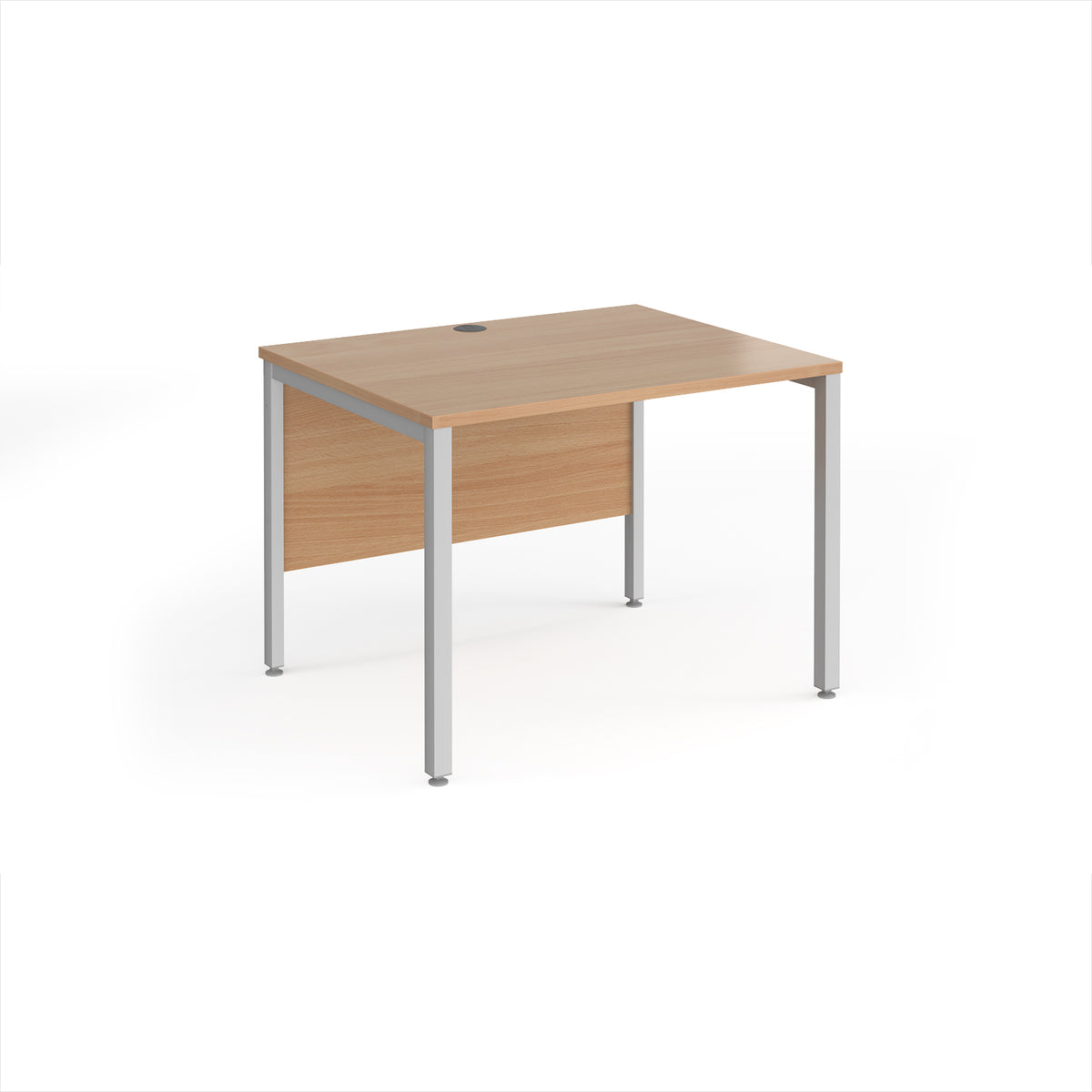 Maestro 25 straight desk 1000mm x 800mm - silver bench leg frame, Beech top - view 1