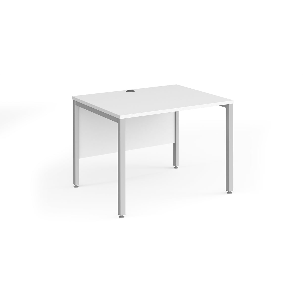 Maestro 25 straight desk 1000mm x 800mm - silver bench leg frame, White Top - view 1