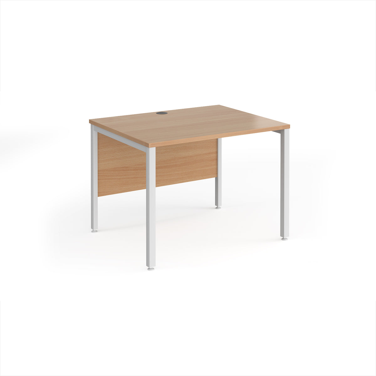Maestro 25 straight desk 1000mm x 800mm - white bench leg frame, Beech top - view 1