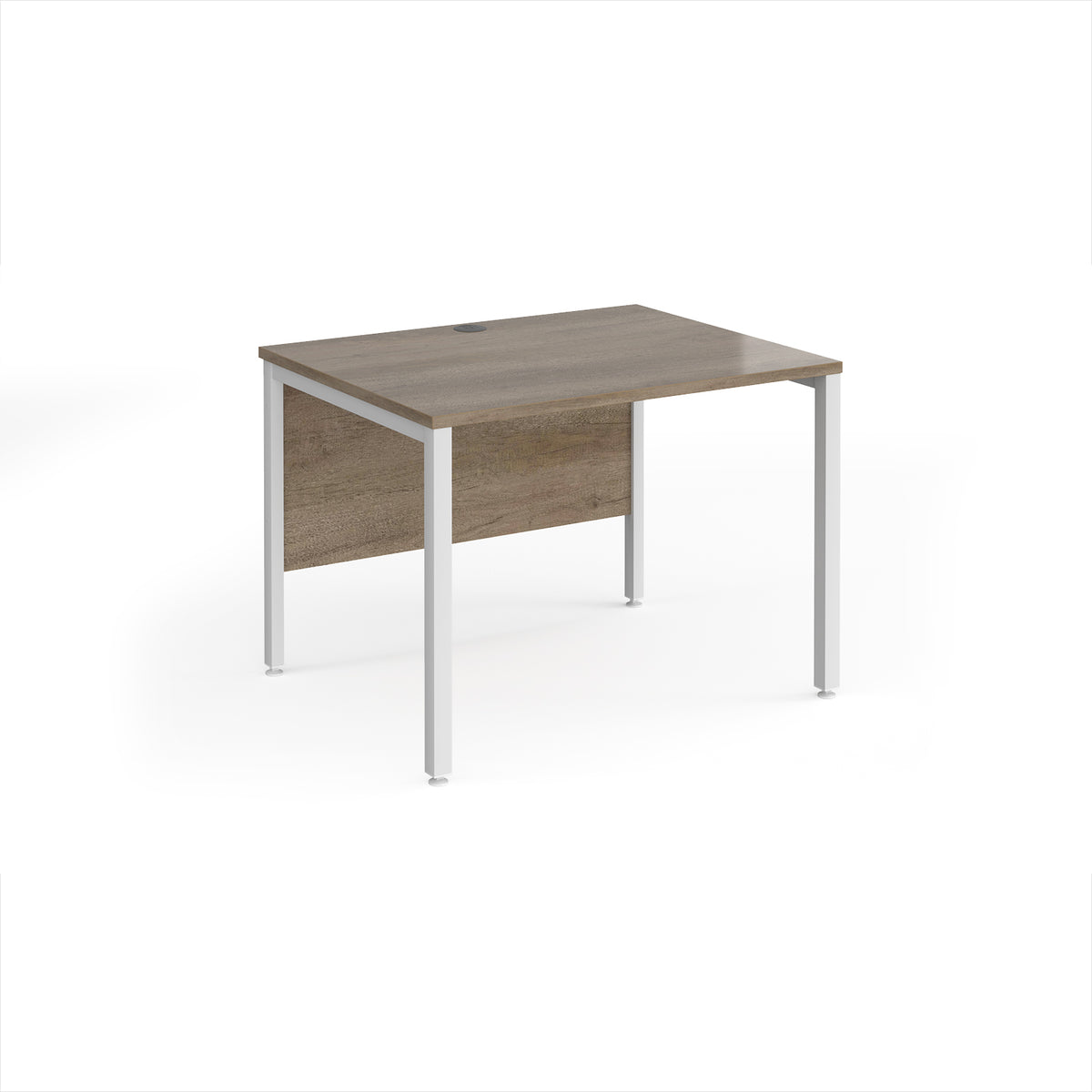 Maestro 25 straight desk 1000mm x 800mm - white bench leg frame, Nebraska Oak Top - view 1