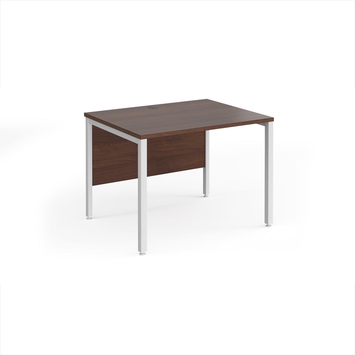 Maestro 25 straight desk 1000mm x 800mm - white bench leg frame, Walnut top - view 1