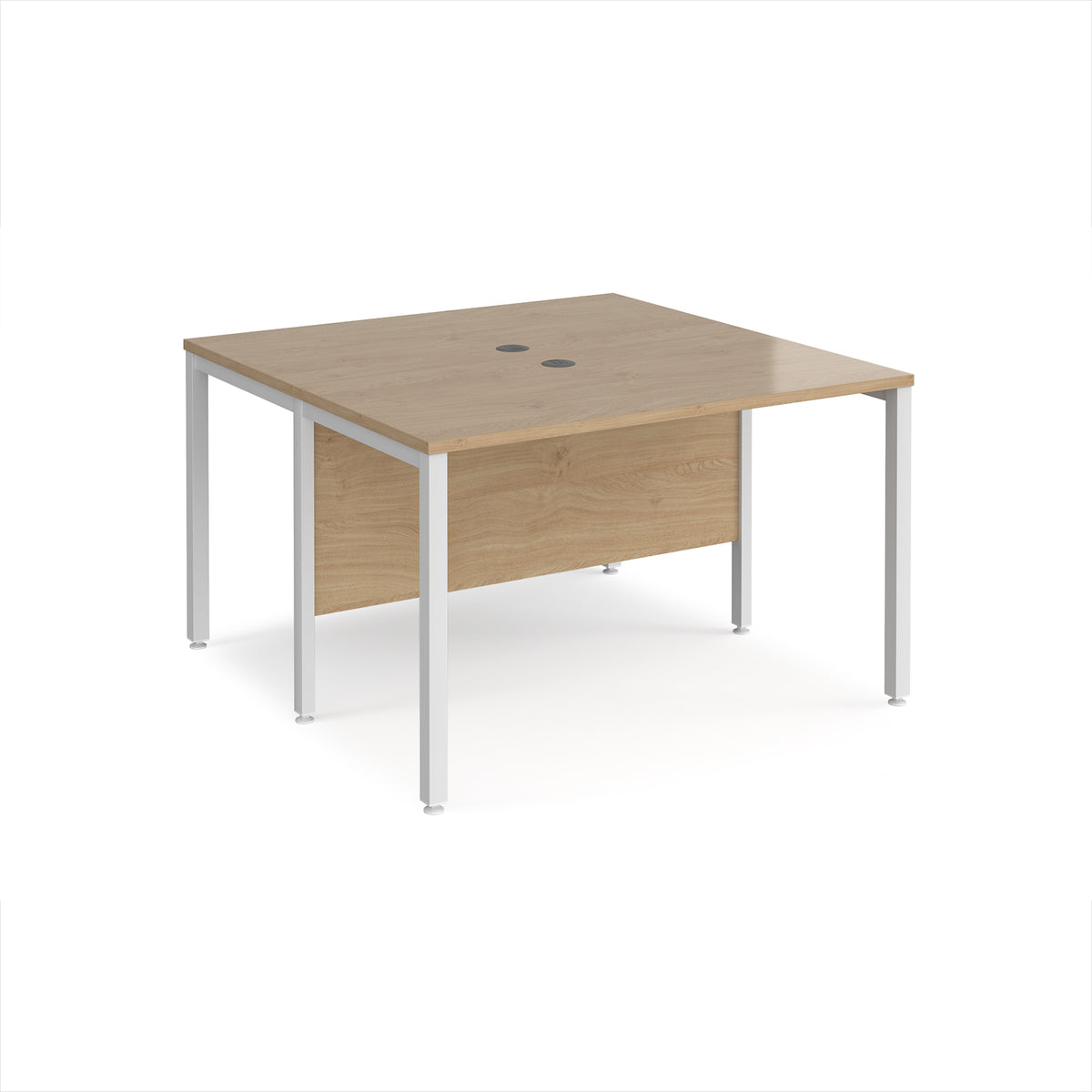 Maestro 25 back to back straight desks 1200mm x 1200mm - white bench leg frame, Kendal Oak Top - view 1