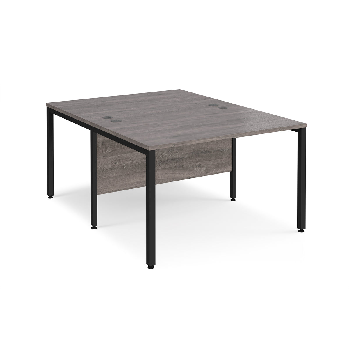 Maestro 25 back to back straight desks 1200mm x 1600mm - black bench leg frame, Grey Oak Top - view 1