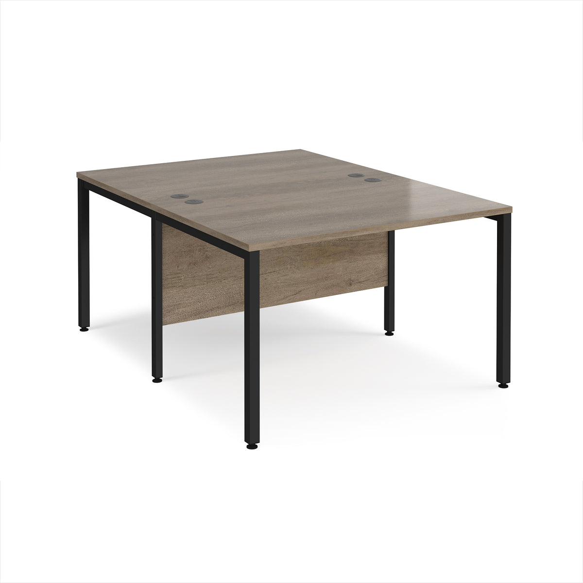 Maestro 25 back to back straight desks 1200mm x 1600mm - black bench leg frame, Nebraska Oak Top - view 1