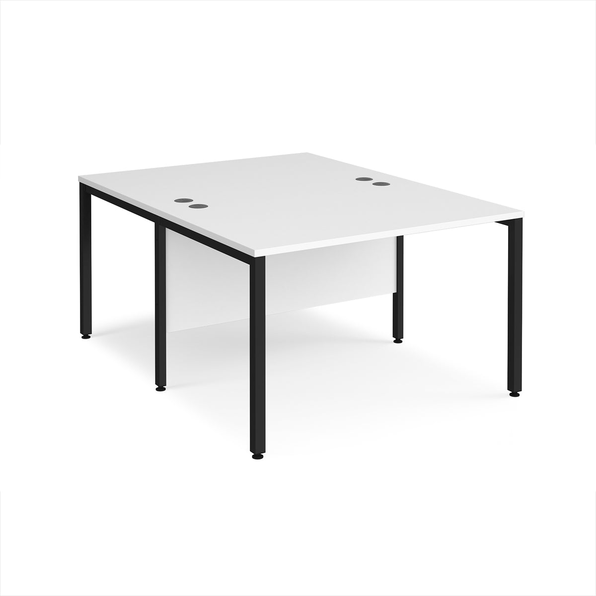 Maestro 25 back to back straight desks 1200mm x 1600mm - black bench leg frame, White Top - view 1