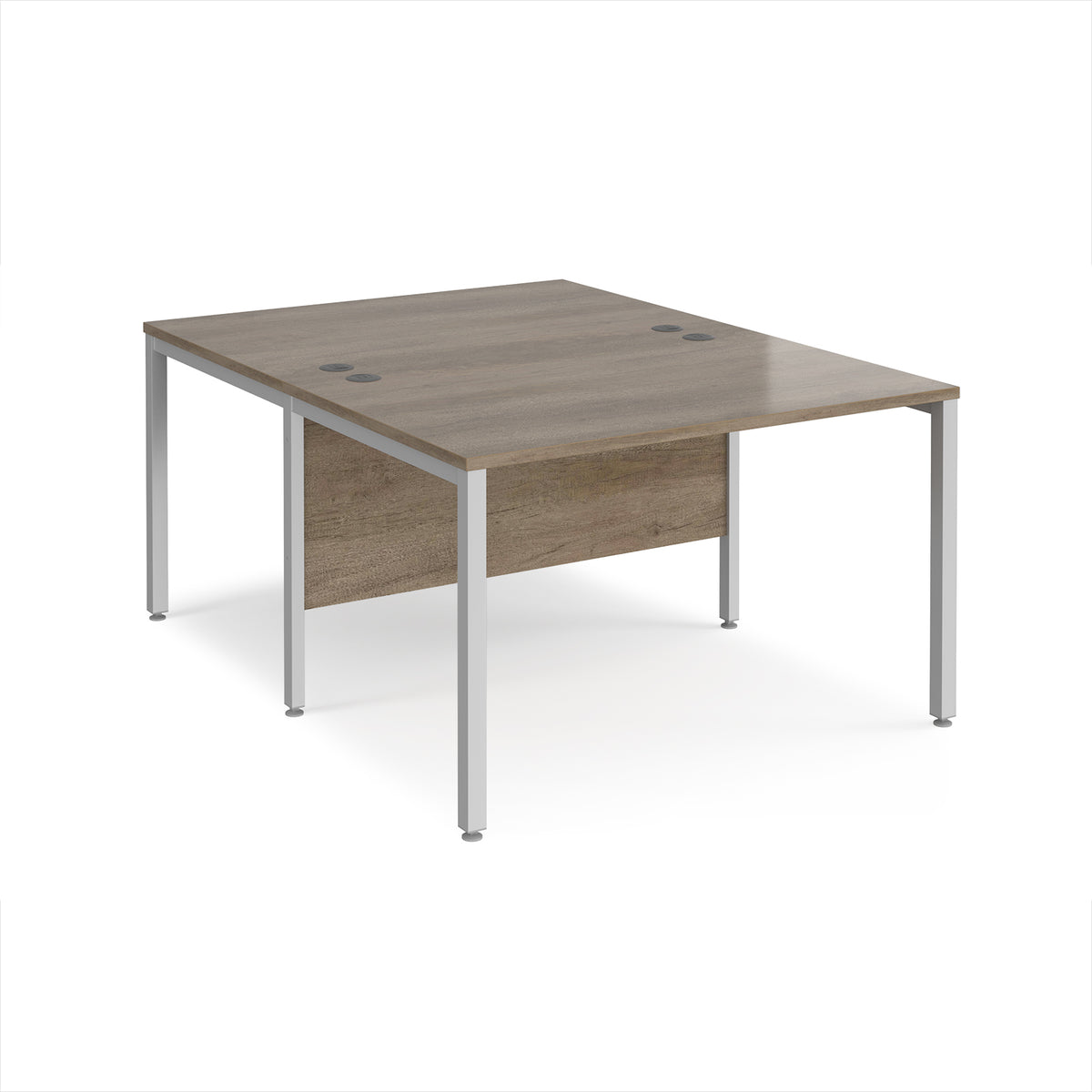 Maestro 25 back to back straight desks 1200mm x 1600mm - silver bench leg frame, Nebraska Oak Top - view 1