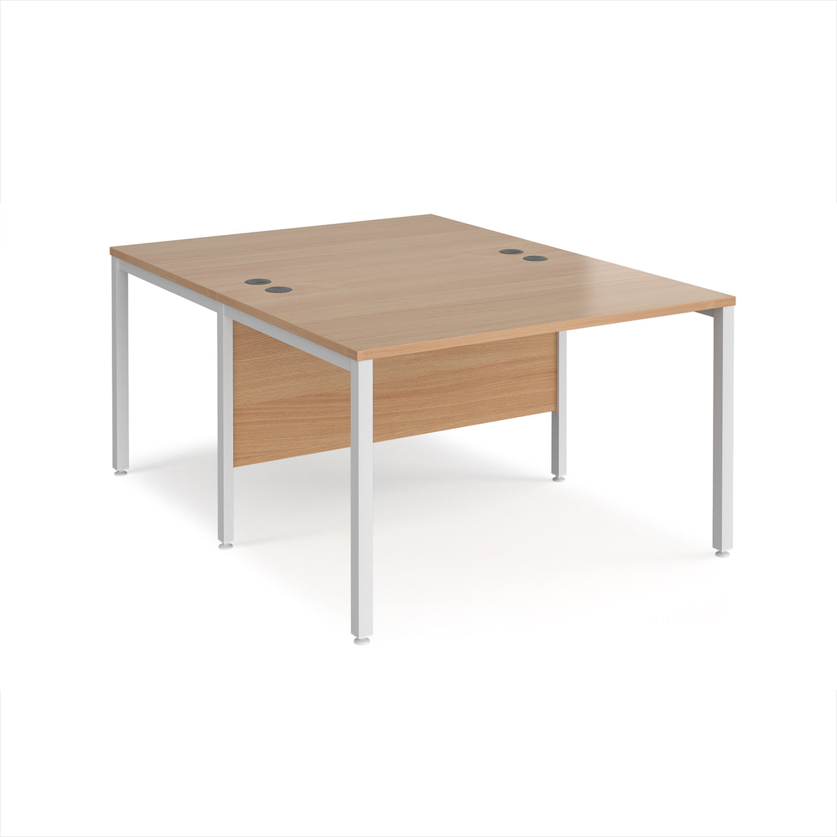 Maestro 25 back to back straight desks 1200mm x 1600mm - white bench leg frame, Beech top - view 1