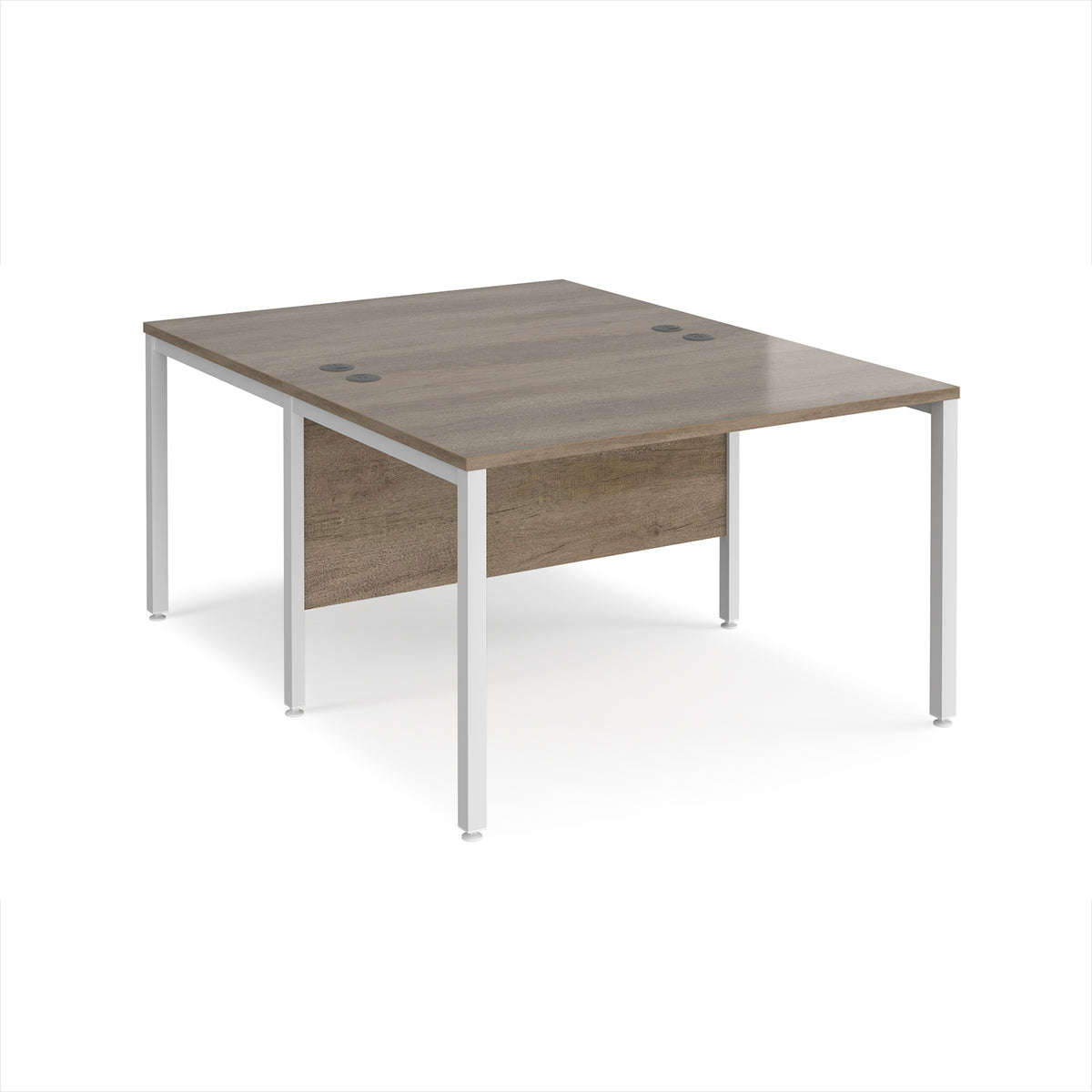 Maestro 25 back to back straight desks 1200mm x 1600mm - white bench leg frame, Nebraska Oak Top - view 1