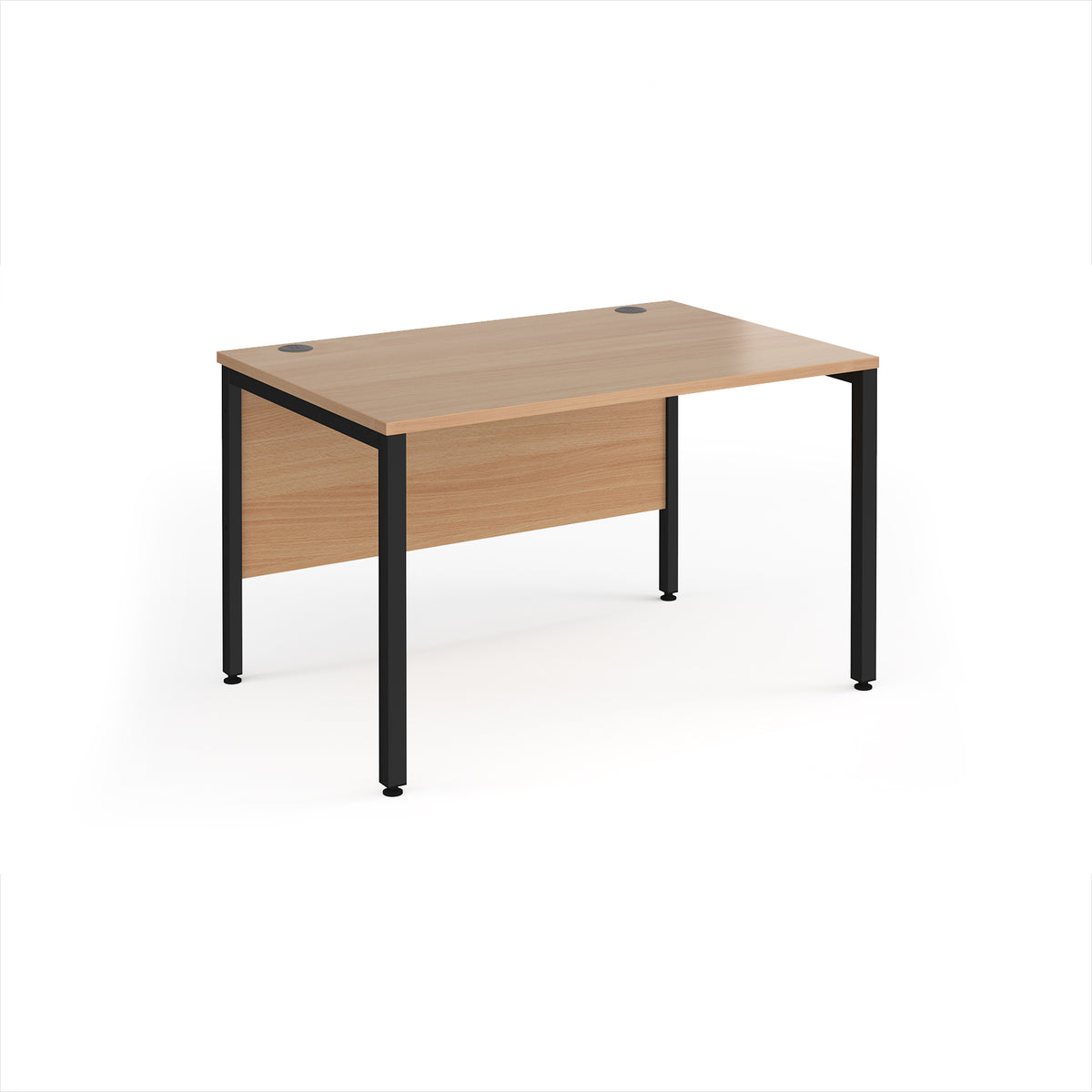 Maestro 25 straight desk 1200mm x 800mm - black bench leg frame, Beech top - view 1