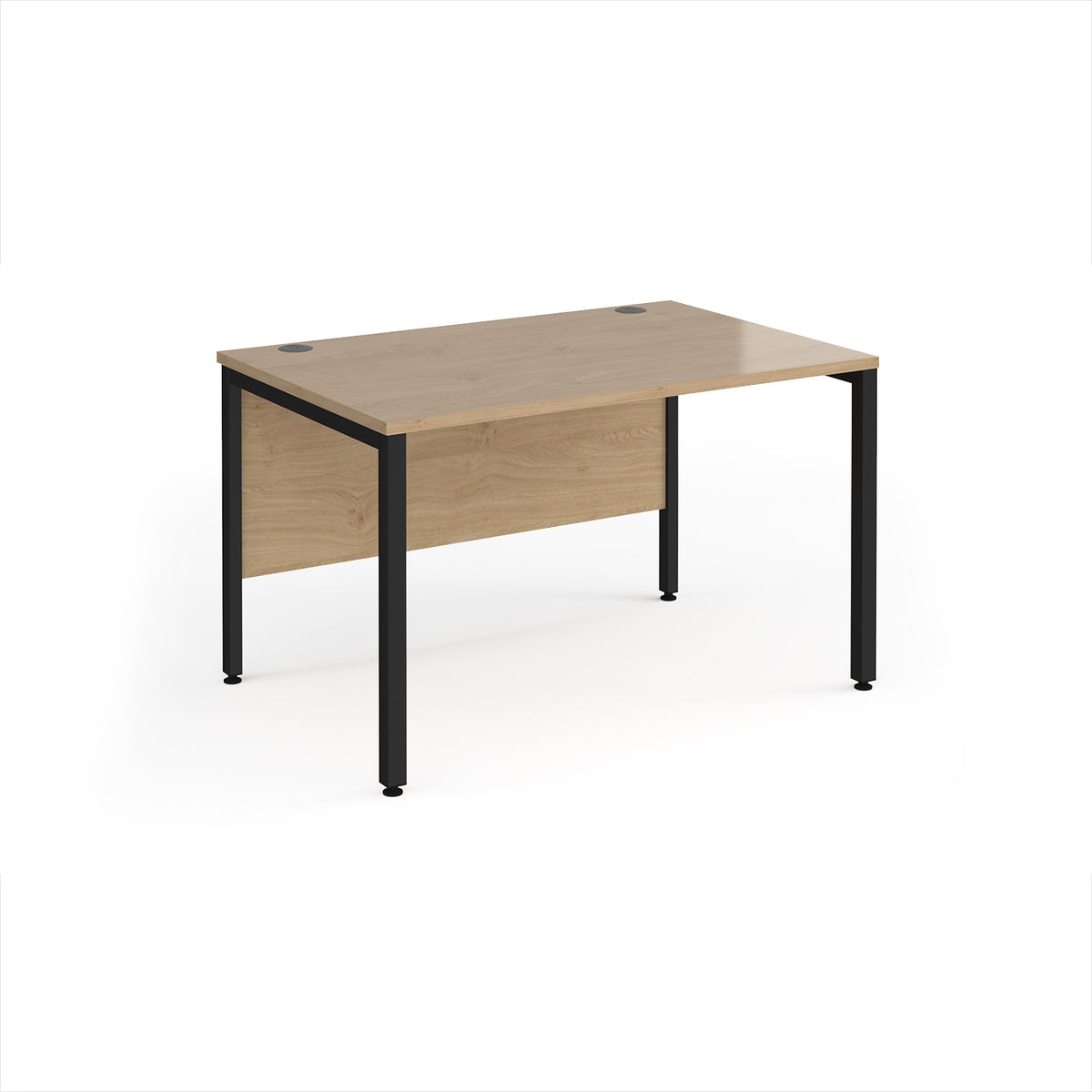 Maestro 25 straight desk 1200mm x 800mm - black bench leg frame, Kendal Oak Top - view 1