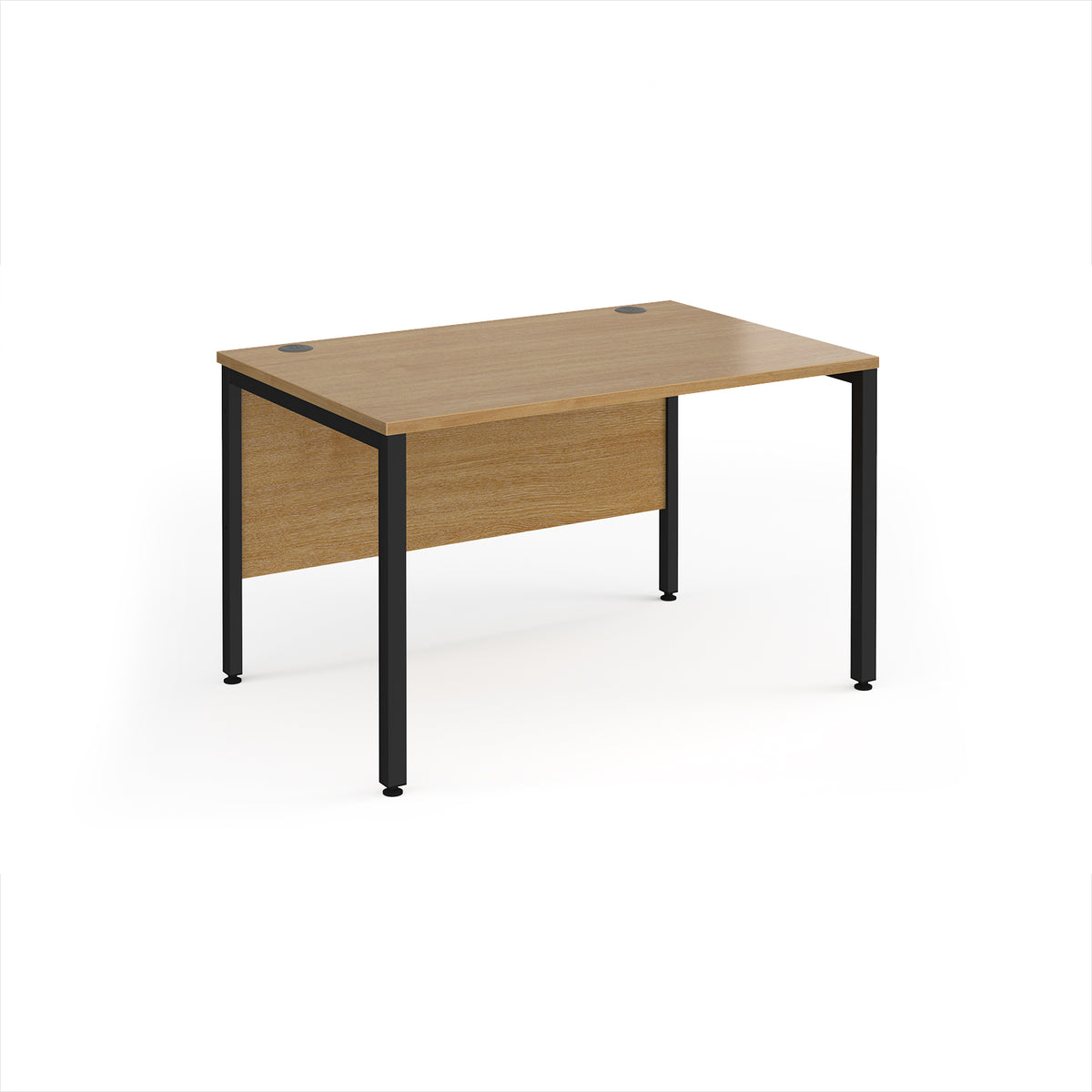 Maestro 25 straight desk 1200mm x 800mm - black bench leg frame, Oak Top - view 1