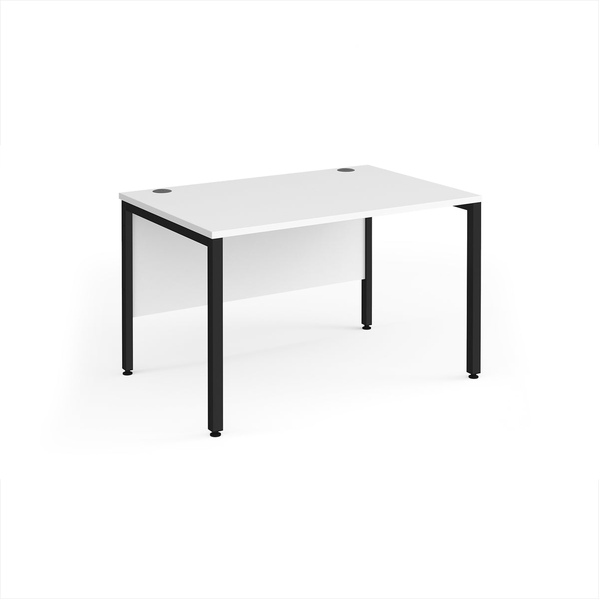 Maestro 25 straight desk 1200mm x 800mm - black bench leg frame, White Top - view 1