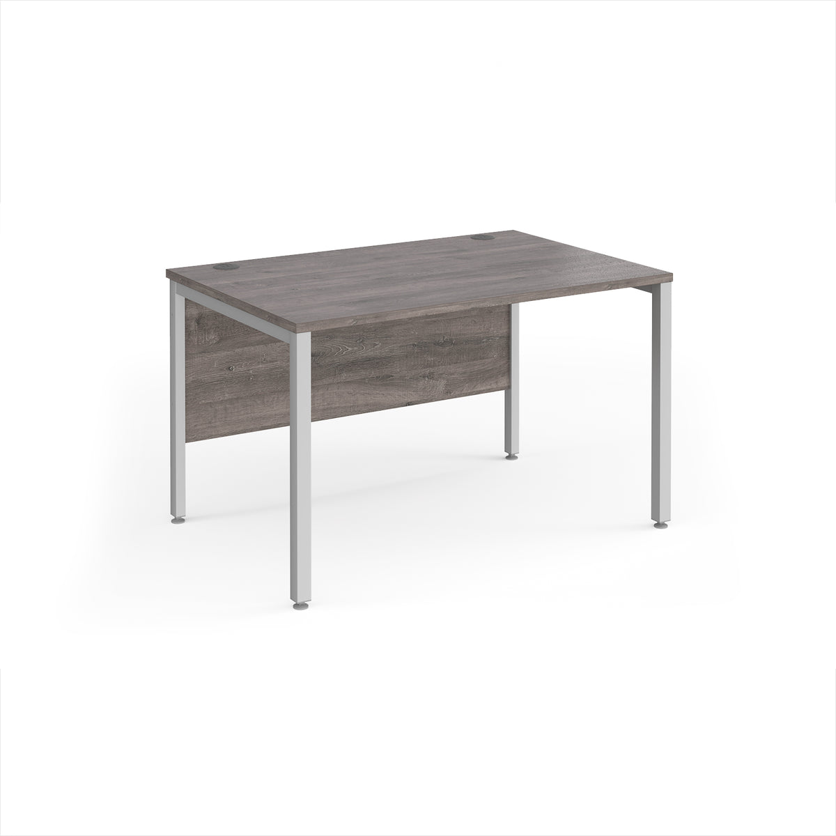 Maestro 25 straight desk 1200mm x 800mm - silver bench leg frame, Grey Oak Top - view 1