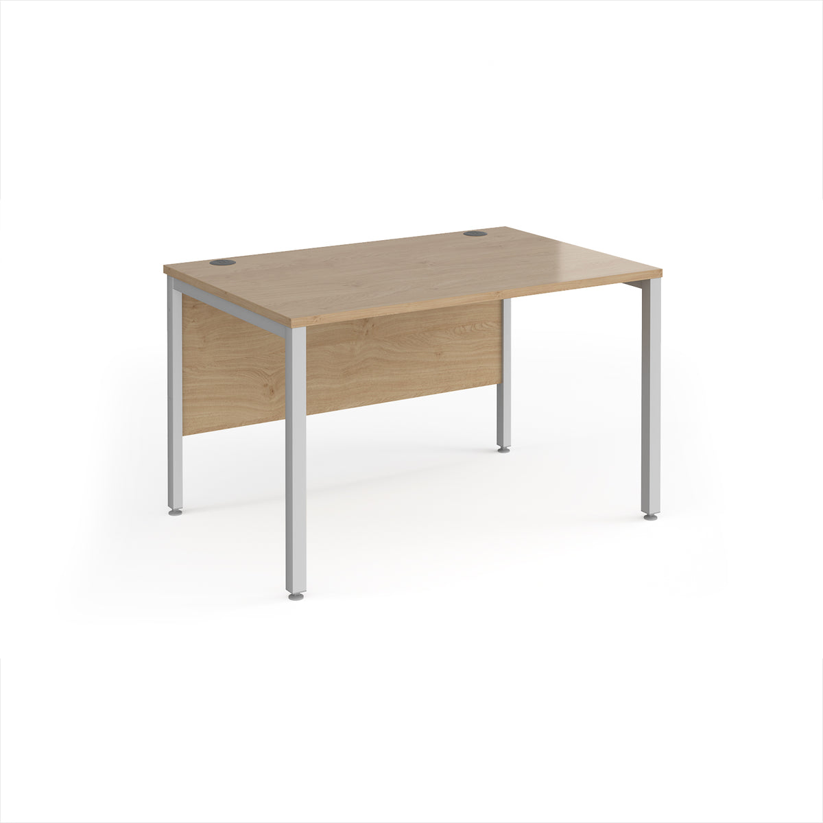 Maestro 25 straight desk 1200mm x 800mm - silver bench leg frame, Kendal Oak Top - view 1