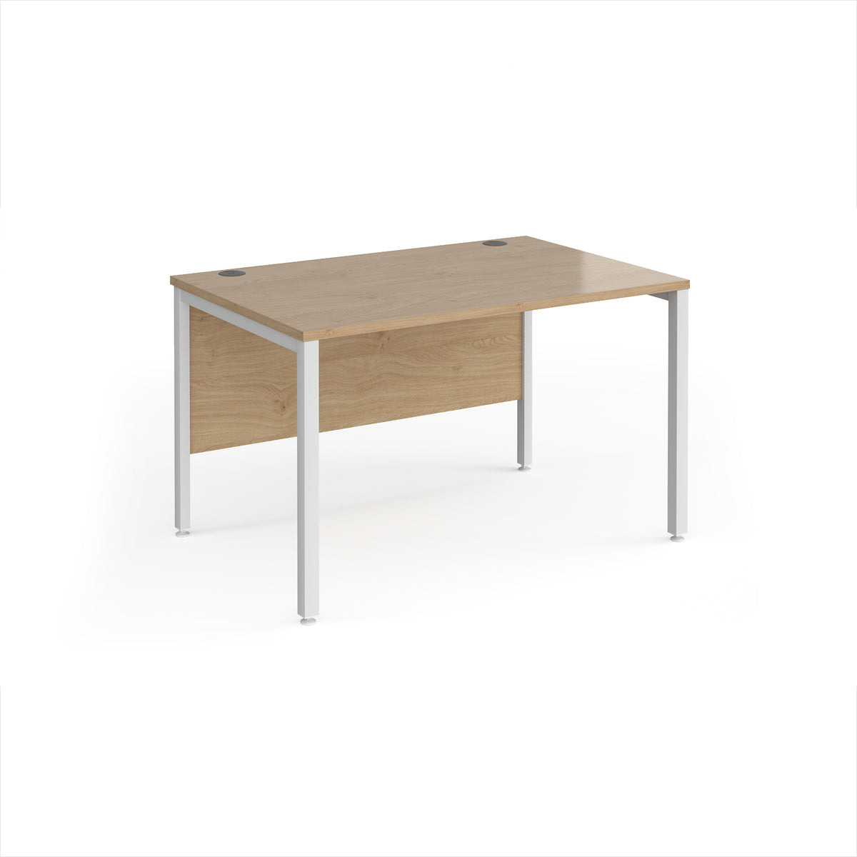 Maestro 25 straight desk 1200mm x 800mm - white bench leg frame, Kendal Oak Top - view 1