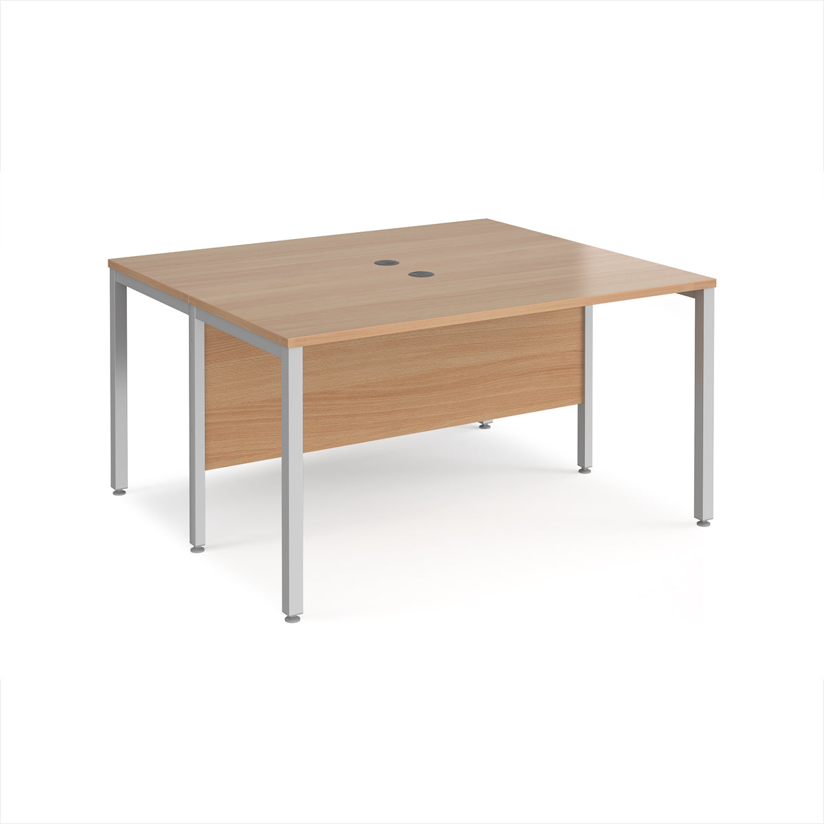 Maestro 25 back to back straight desks 1400mm x 1200mm - silver bench leg frame, Beech top - view 1