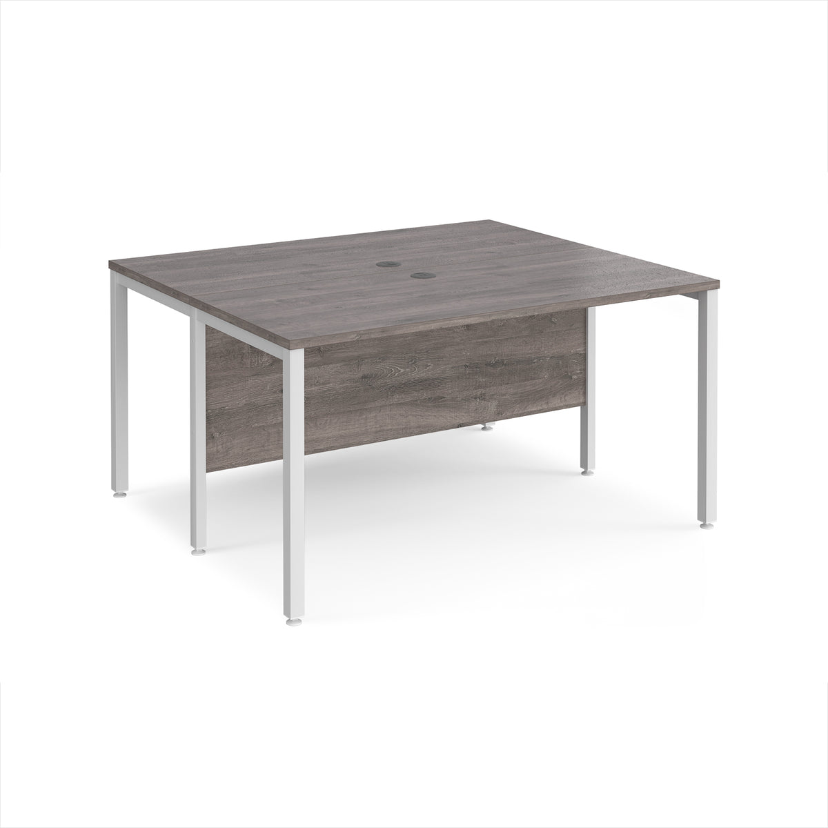 Maestro 25 back to back straight desks 1400mm x 1200mm - white bench leg frame, Grey Oak Top - view 1
