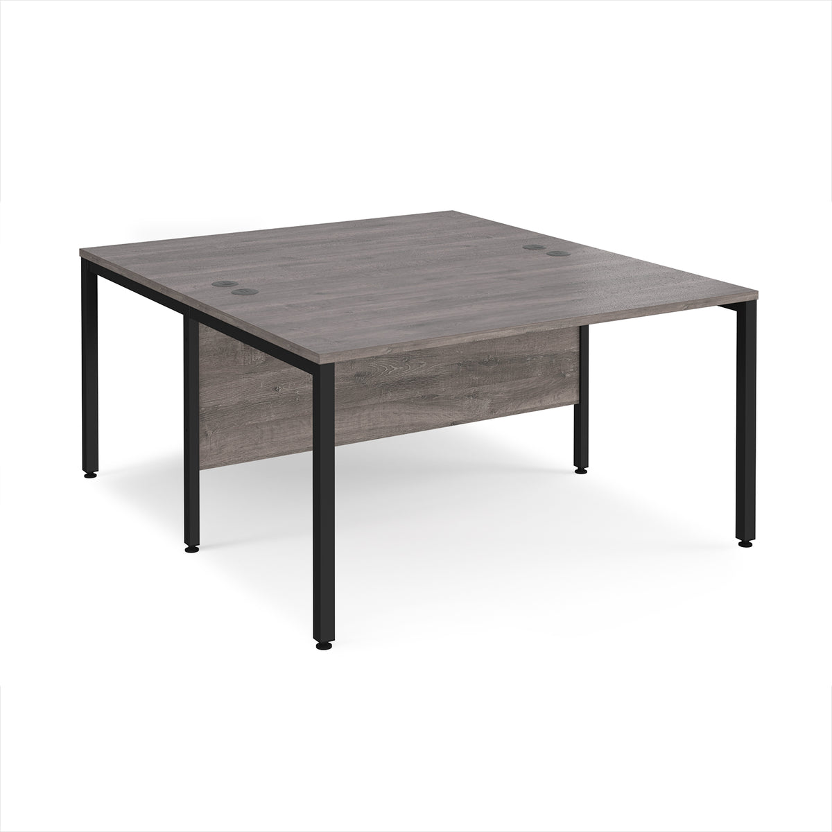 Maestro 25 back to back straight desks 1400mm x 1600mm - black bench leg frame, Grey Oak Top - view 1