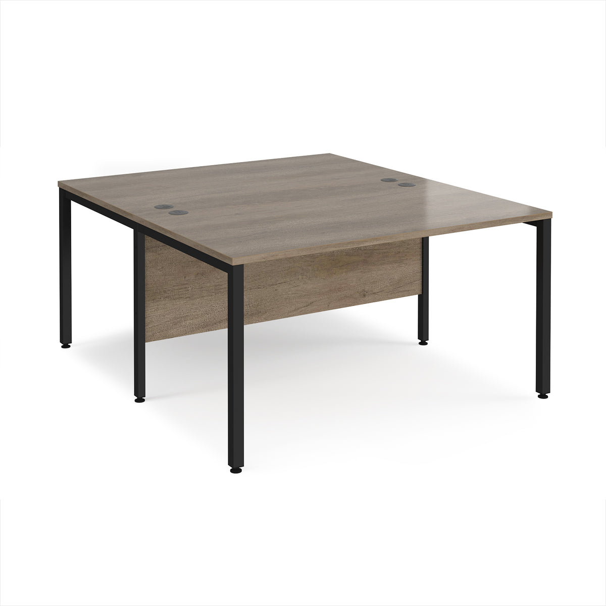 Maestro 25 back to back straight desks 1400mm x 1600mm - black bench leg frame, Nebraska Oak Top - view 1