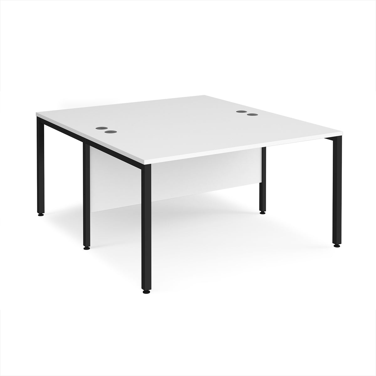 Maestro 25 back to back straight desks 1400mm x 1600mm - black bench leg frame, White Top - view 1
