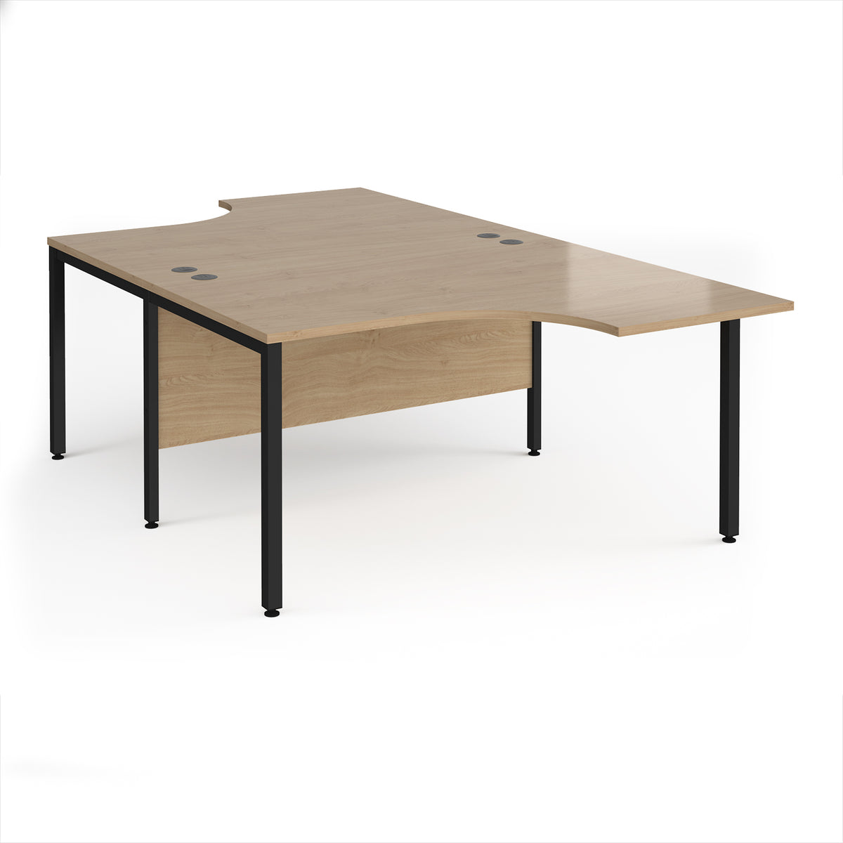 Maestro 25 back to back ergonomic desks 1400mm deep - black bench leg frame, Kendal Oak Top - view 1