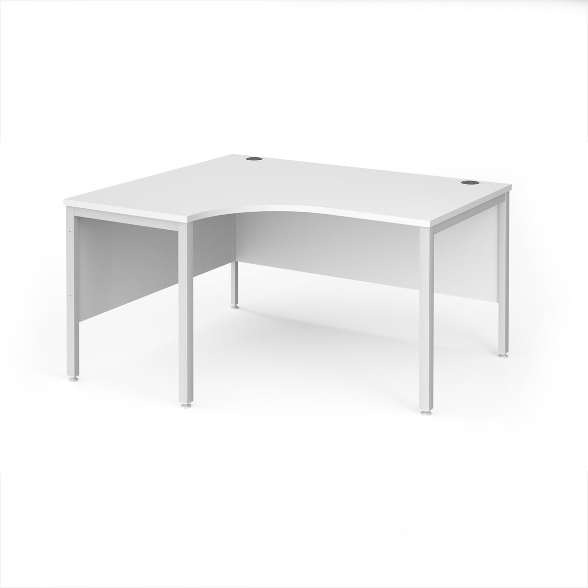 Maestro 25 left hand ergonomic desk 1400mm wide - white bench leg frame, White Top - view 1