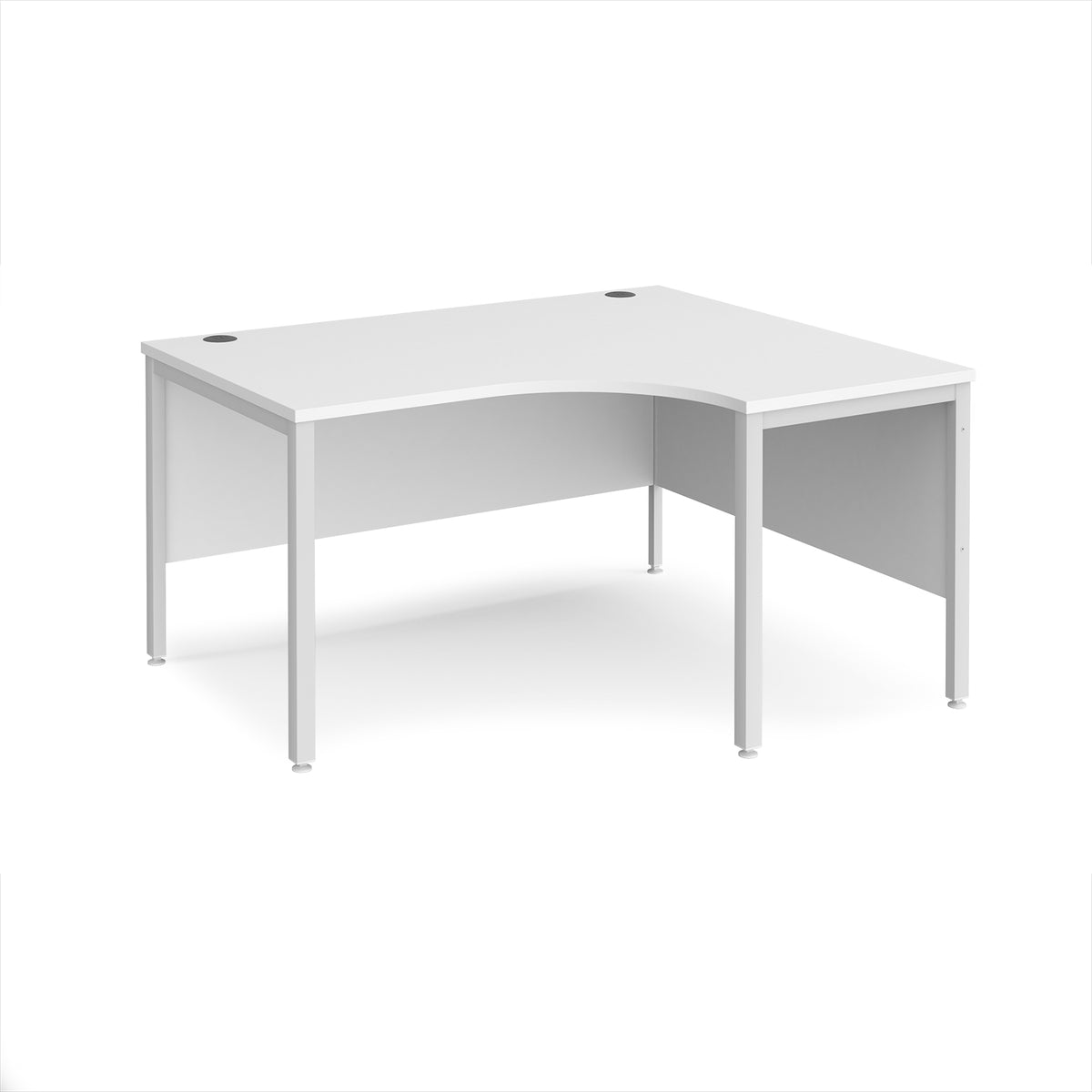 Maestro 25 right hand ergonomic desk 1400mm wide - white bench leg frame, White Top - view 1