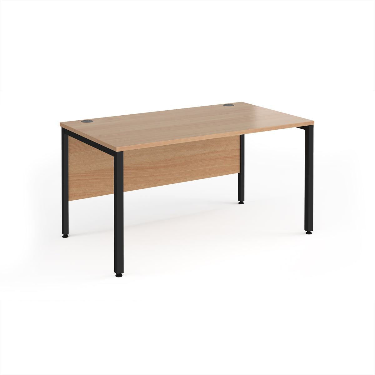 Maestro 25 straight desk 1400mm x 800mm - black bench leg frame, Beech top - view 1