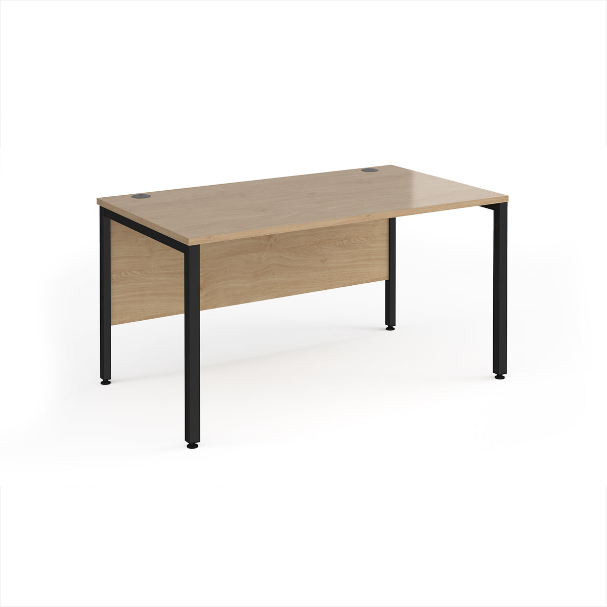Maestro 25 straight desk 1400mm x 800mm - black bench leg frame, Kendal Oak Top - view 1