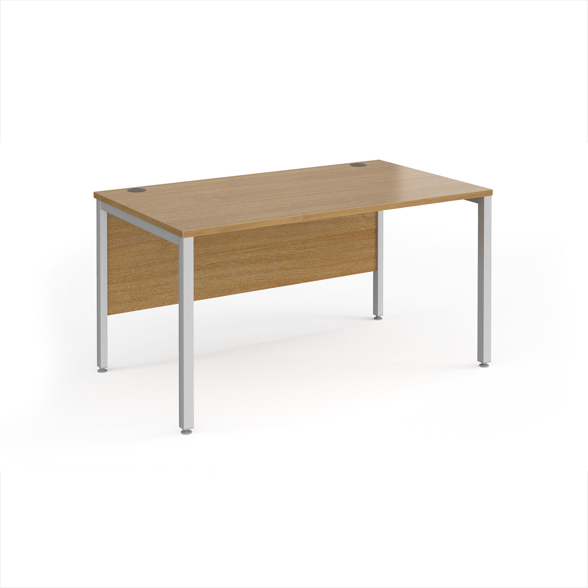 Maestro 25 straight desk 1400mm x 800mm - silver bench leg frame, Oak Top - view 1