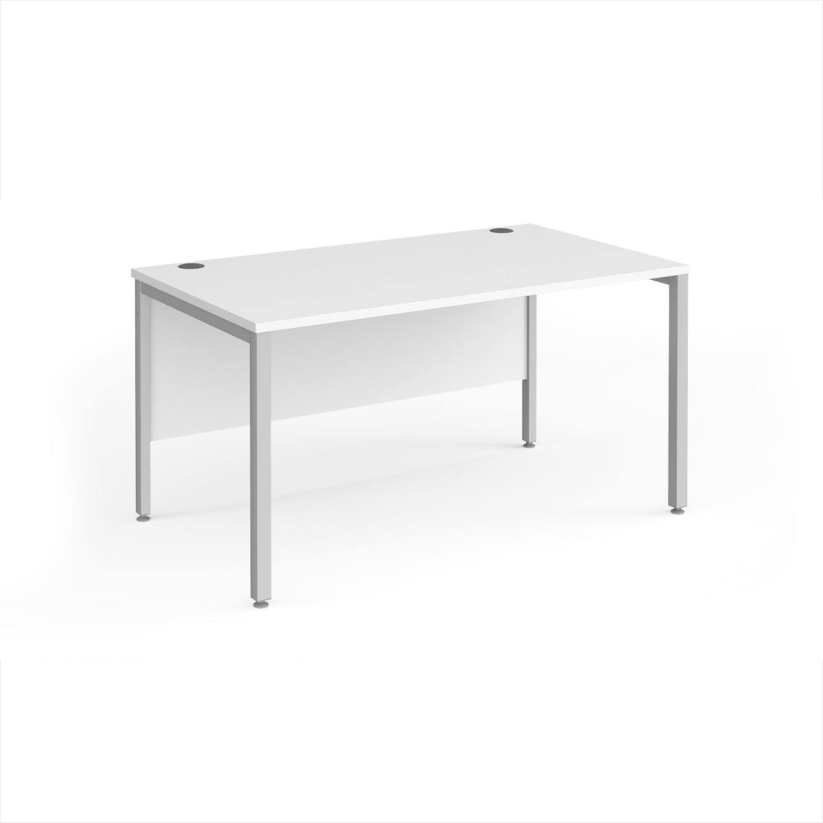 Maestro 25 straight desk 1400mm x 800mm - silver bench leg frame, White Top - view 1