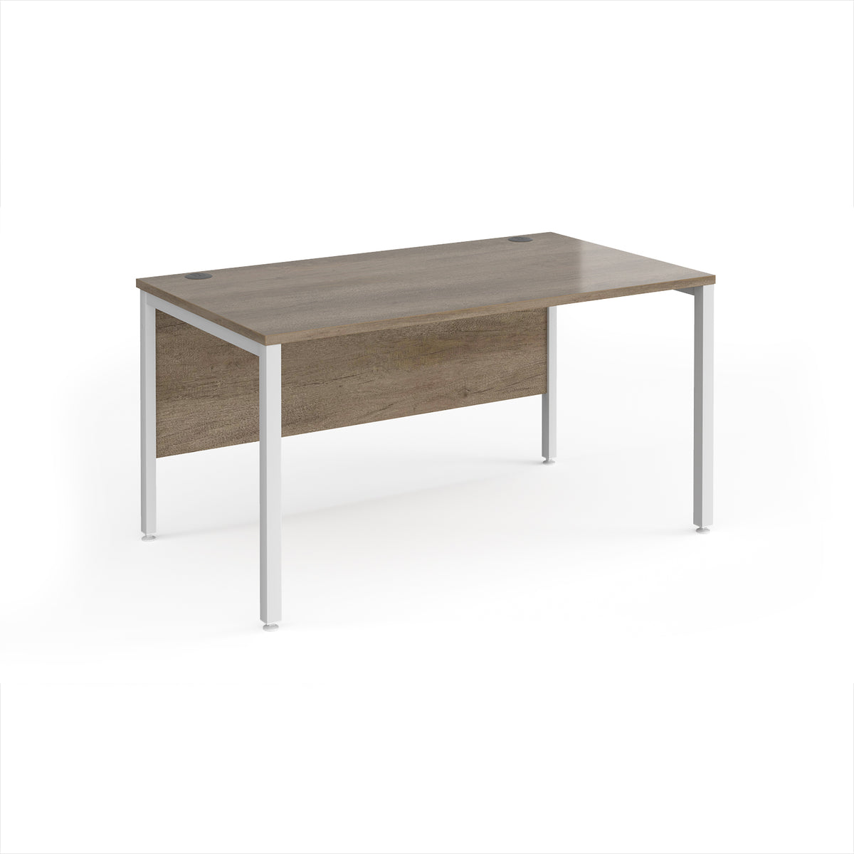 Maestro 25 straight desk 1400mm x 800mm - white bench leg frame, Nebraska Oak Top - view 1