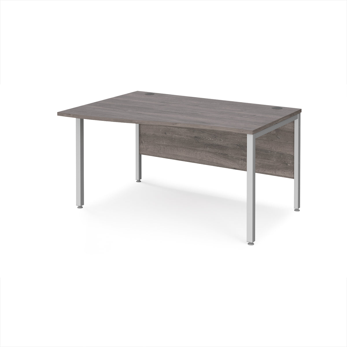 Maestro 25 left hand wave desk 1400mm wide - silver bench leg frame, Grey Oak Top - view 1