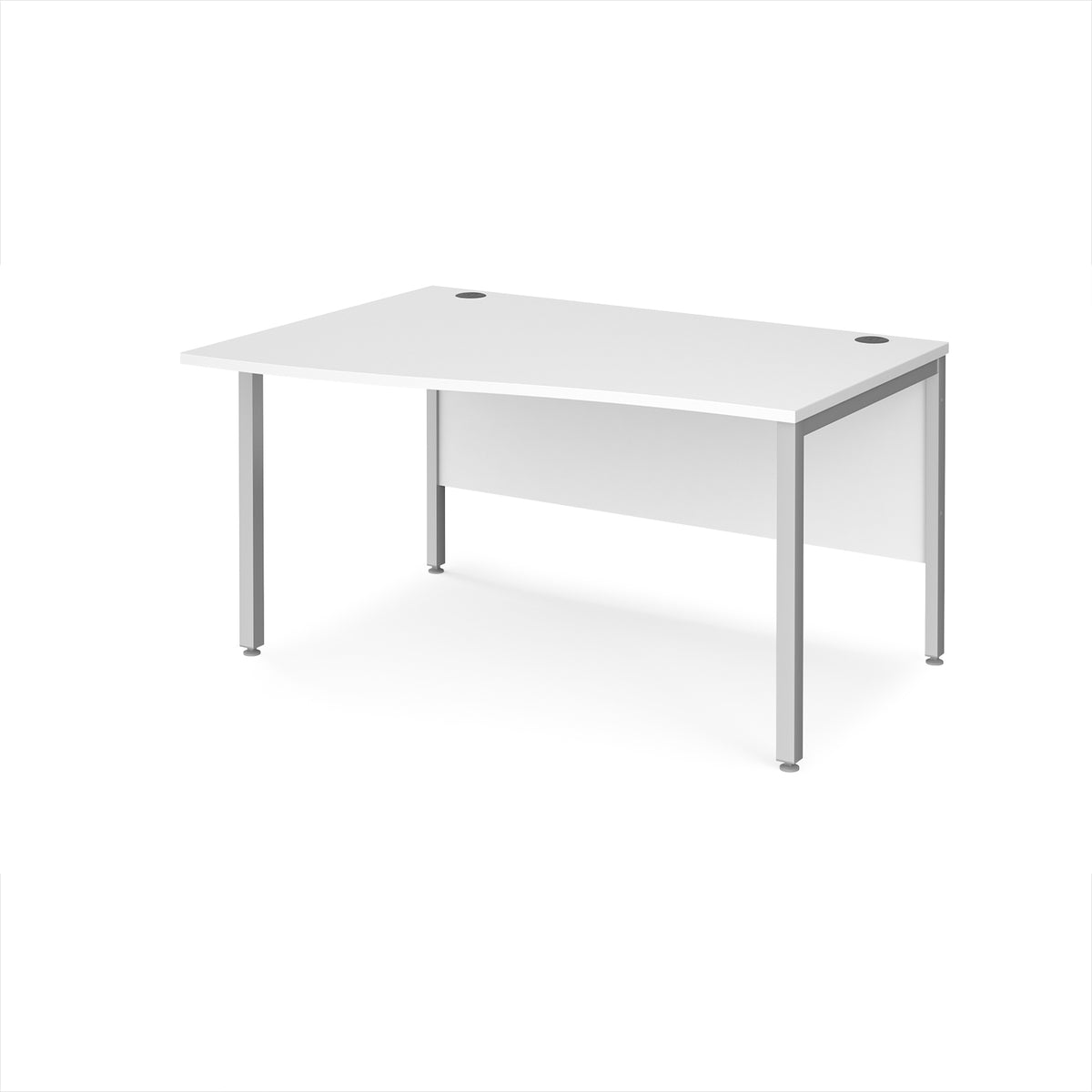 Maestro 25 left hand wave desk 1400mm wide - silver bench leg frame, White Top - view 1