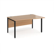 Maestro 25 right hand wave desk 1400mm wide - black bench leg frame, Beech top - view 1