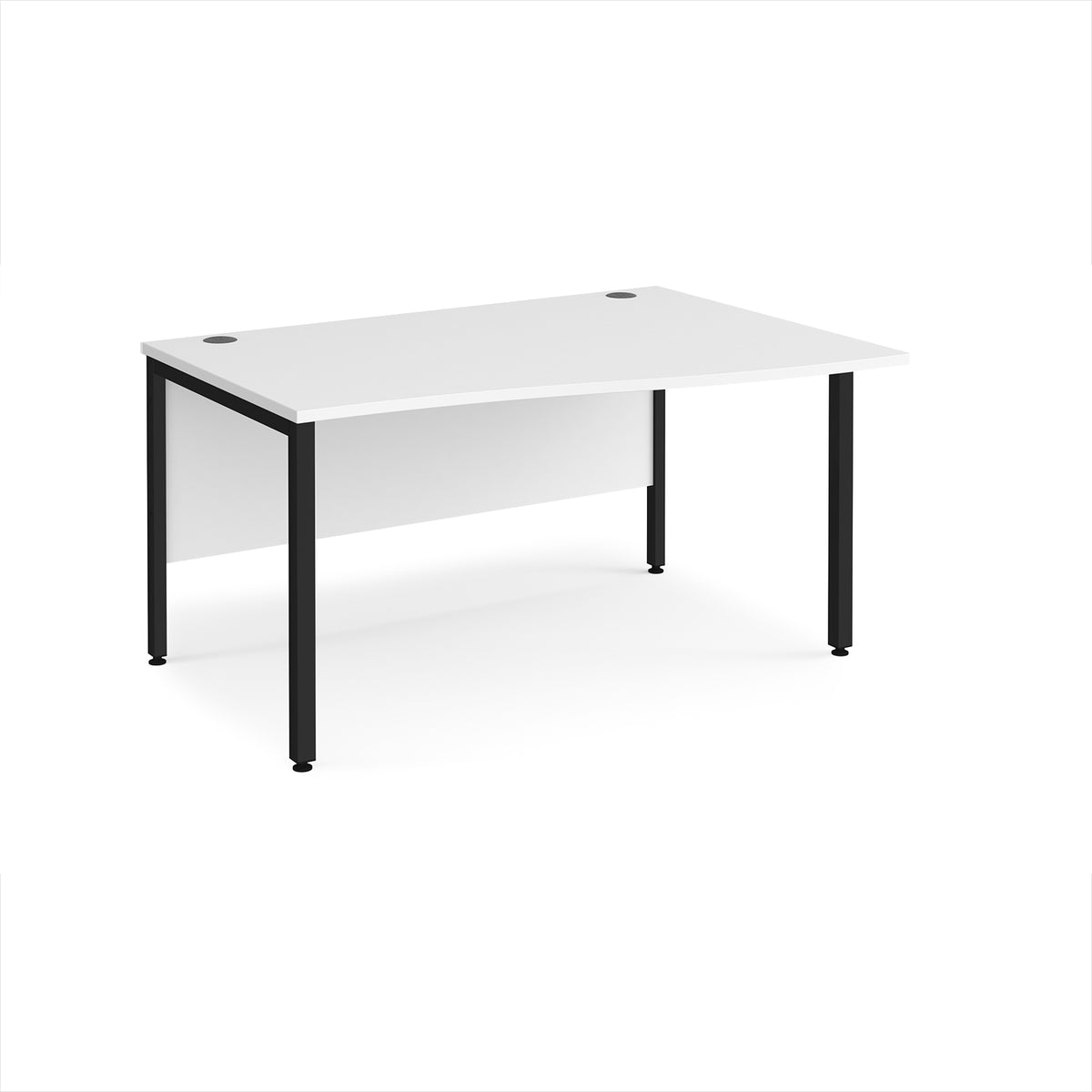 Maestro 25 right hand wave desk 1400mm wide - black bench leg frame, White Top - view 1