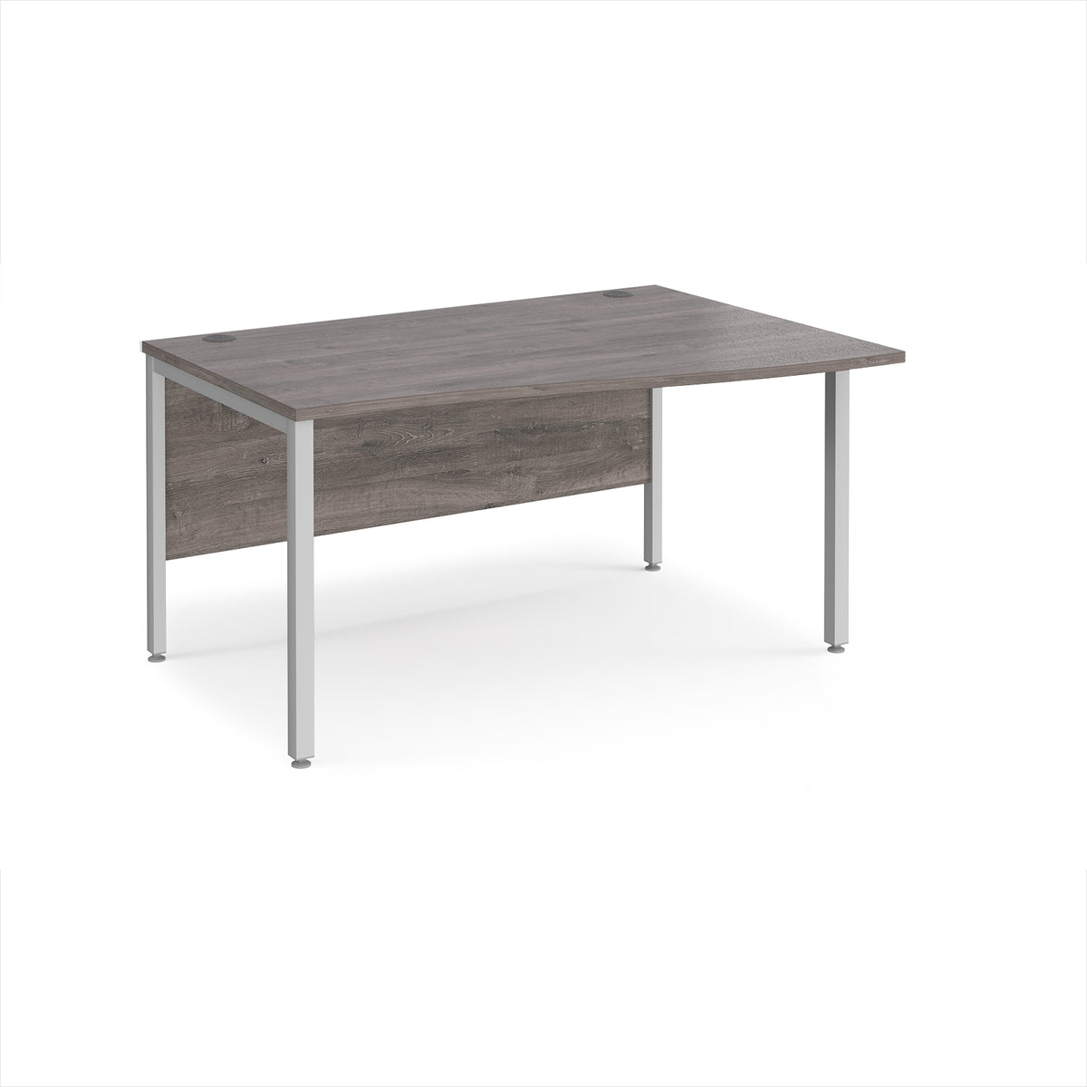 Maestro 25 right hand wave desk 1400mm wide - silver bench leg frame, Grey Oak Top - view 1