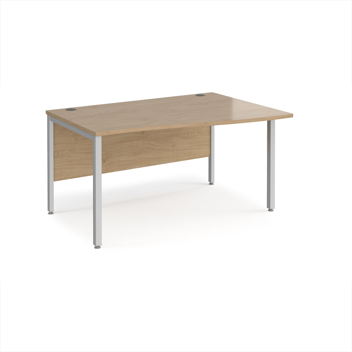 Maestro 25 right hand wave desk 1400mm wide - silver bench leg frame, Kendal Oak Top - view 1