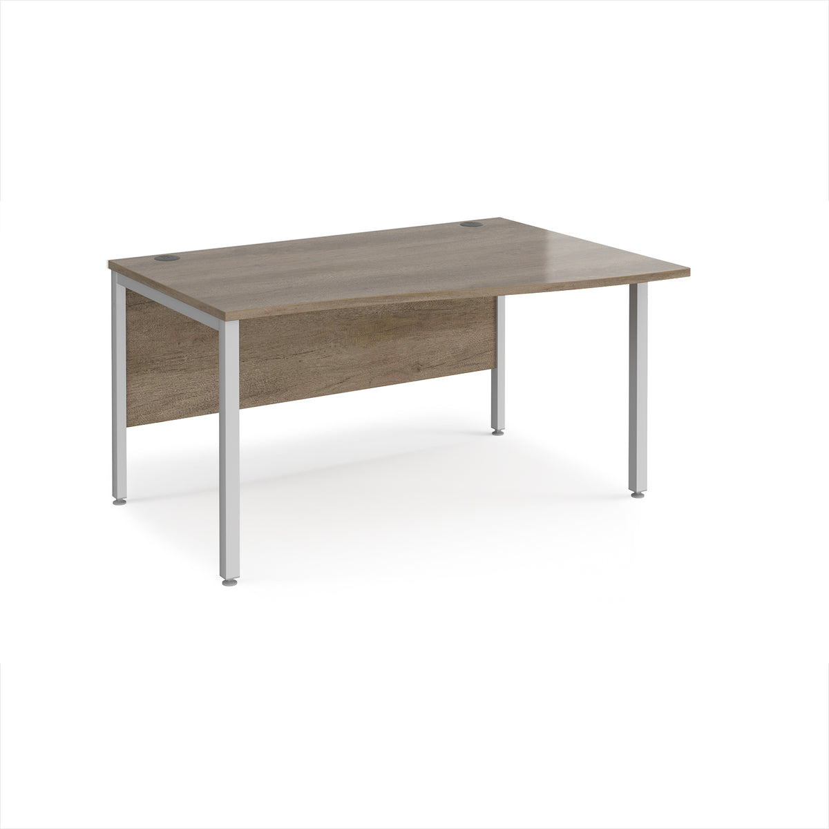 Maestro 25 right hand wave desk 1400mm wide - silver bench leg frame, Nebraska Oak Top - view 1
