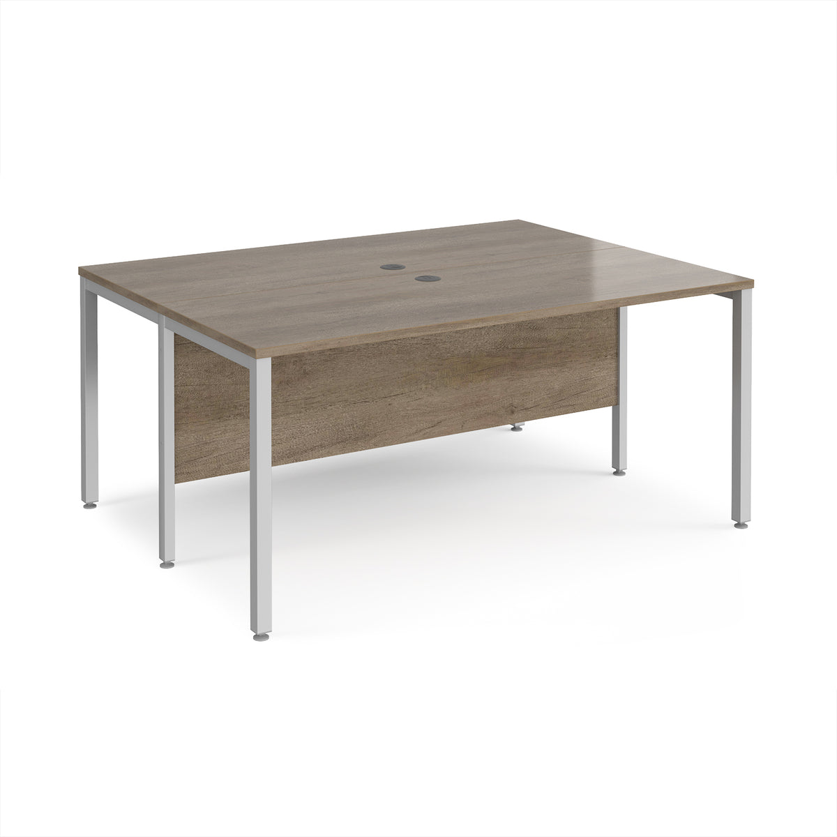 Maestro 25 back to back straight desks 1600mm x 1200mm - silver bench leg frame, Nebraska Oak Top - view 1