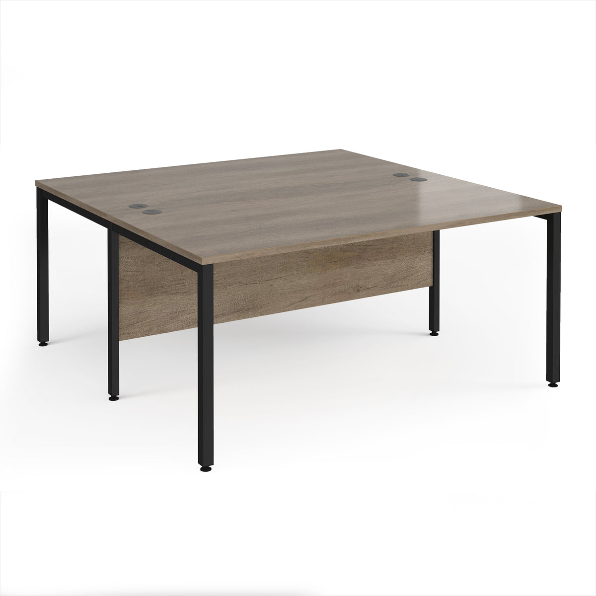 Maestro 25 back to back straight desks 1600mm x 1600mm - black bench leg frame, Nebraska Oak Top - view 1