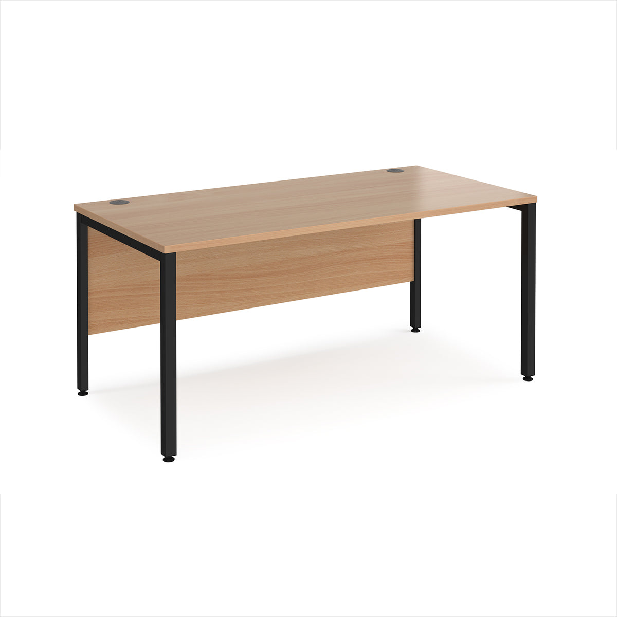Maestro 25 straight desk 1600mm x 800mm - black bench leg frame, Beech top - view 1