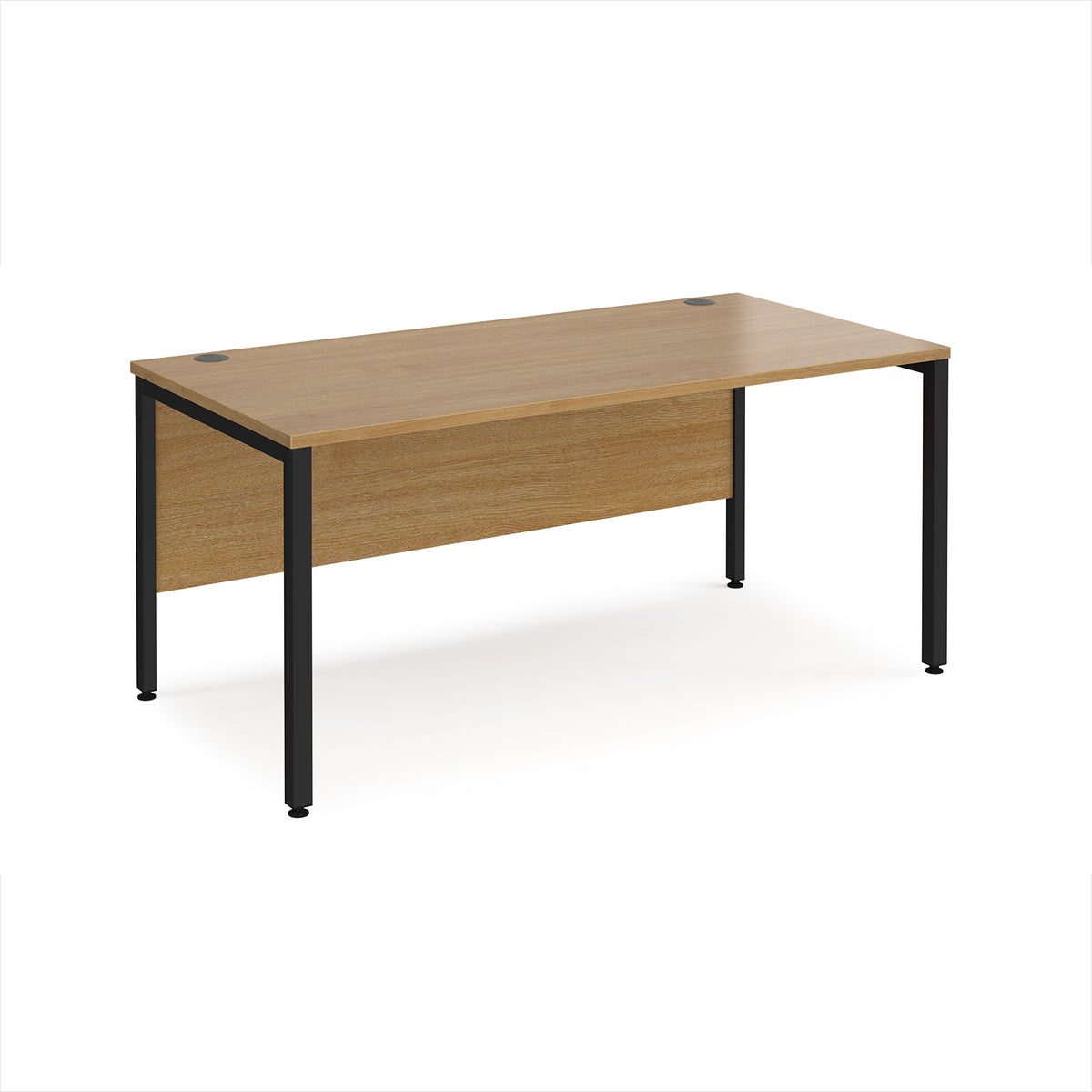 Maestro 25 straight desk 1600mm x 800mm - black bench leg frame, Oak Top - view 1